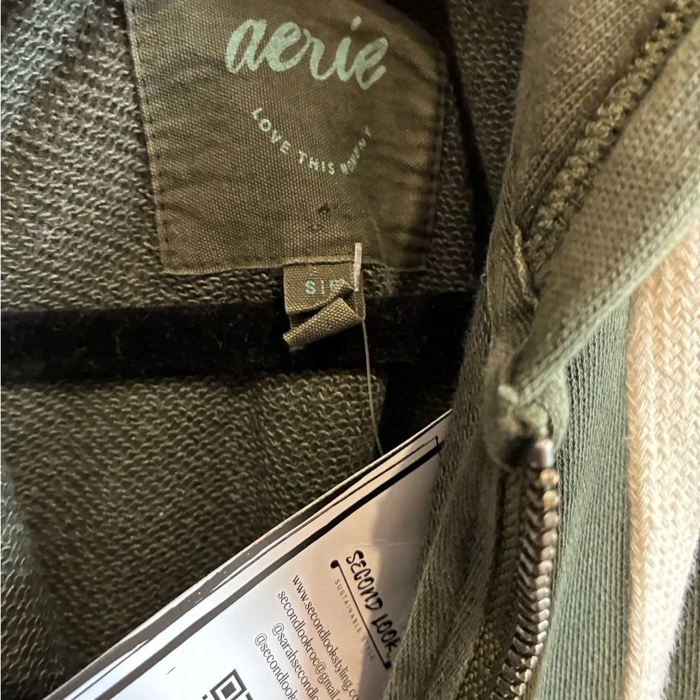 Aerie Down-to-Earth Full Zip Hoodie green size small - Picture 3 of 3